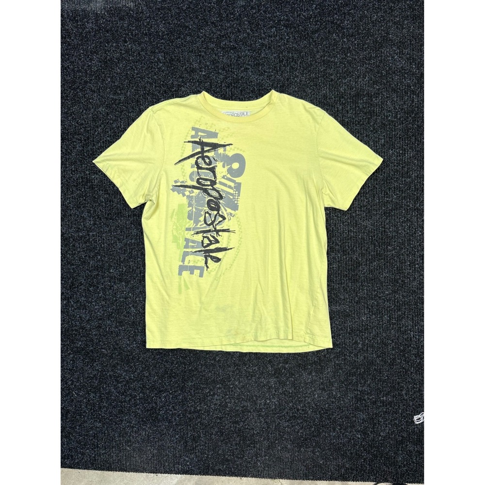 Aeropostale Mens XL Lime Green Graphic T-Shirt Nineteen 87 Cotton Short Sleeve
